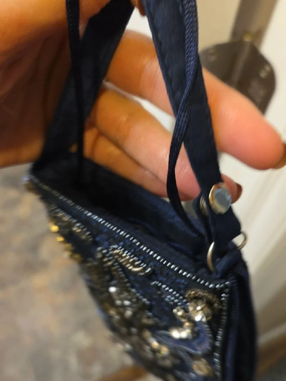 Navy Beaded Embellished Phone Crossbody